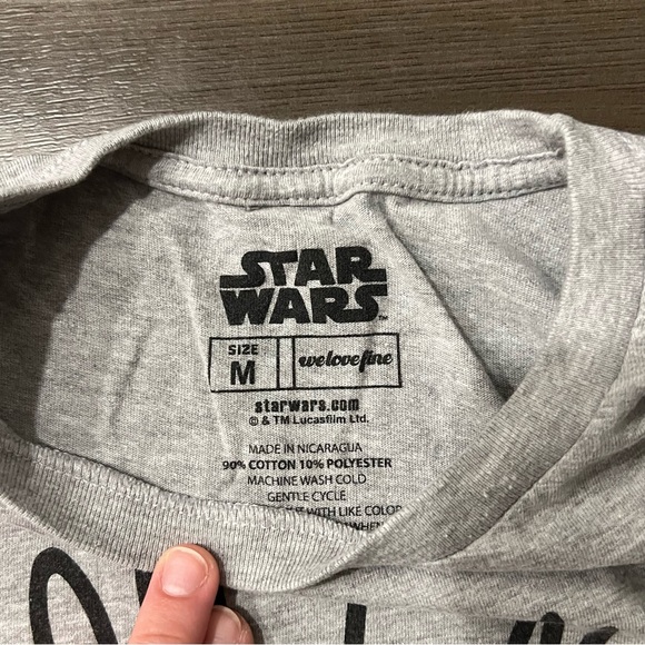 Star Wars T-Shirt Women's Medium Fitted Princess Leia in Gray with Black - Picture 2 of 5